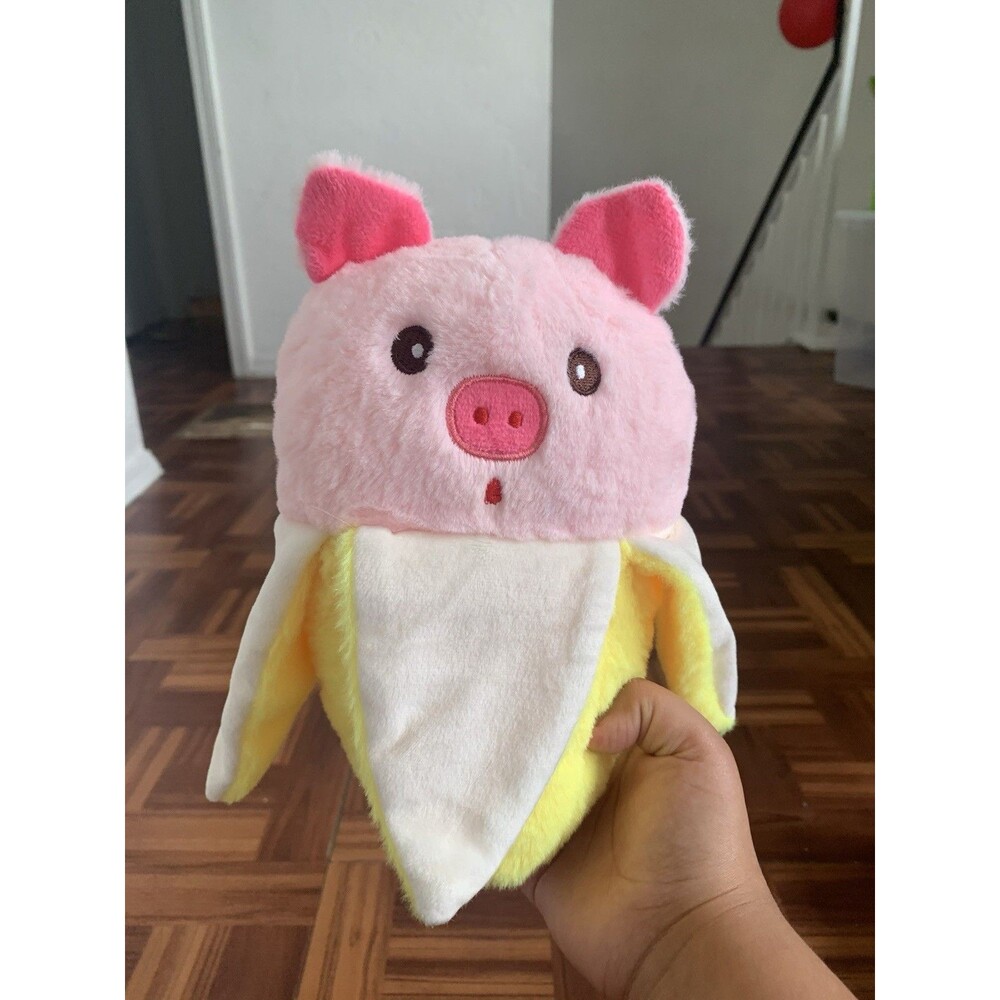 Cute Pink And Yellow Banana Pig Stuffed Animal Plush 10”